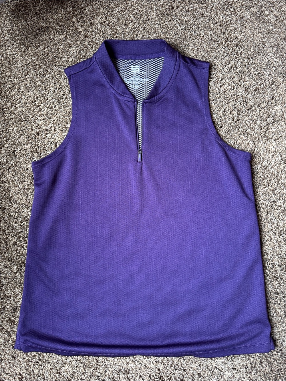 Purple Sleeveless Quarter-Zip Performance Shirt